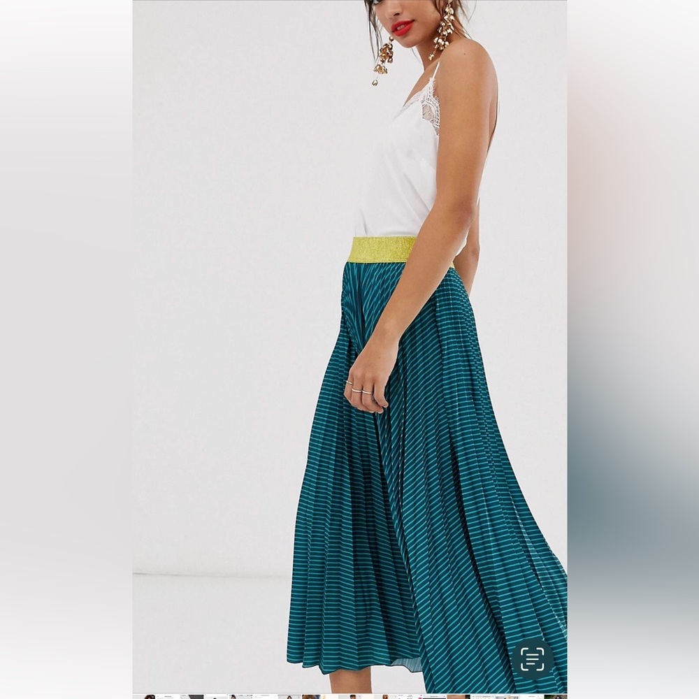Closet London Striped Pleated Skirt